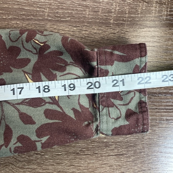 Mens EUC Frank & Oak Large Floral Print Green & Brown Button Down Shirt - Picture 5 of 7